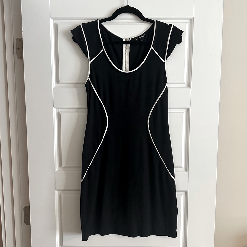 Express Black Dress w/ white trim